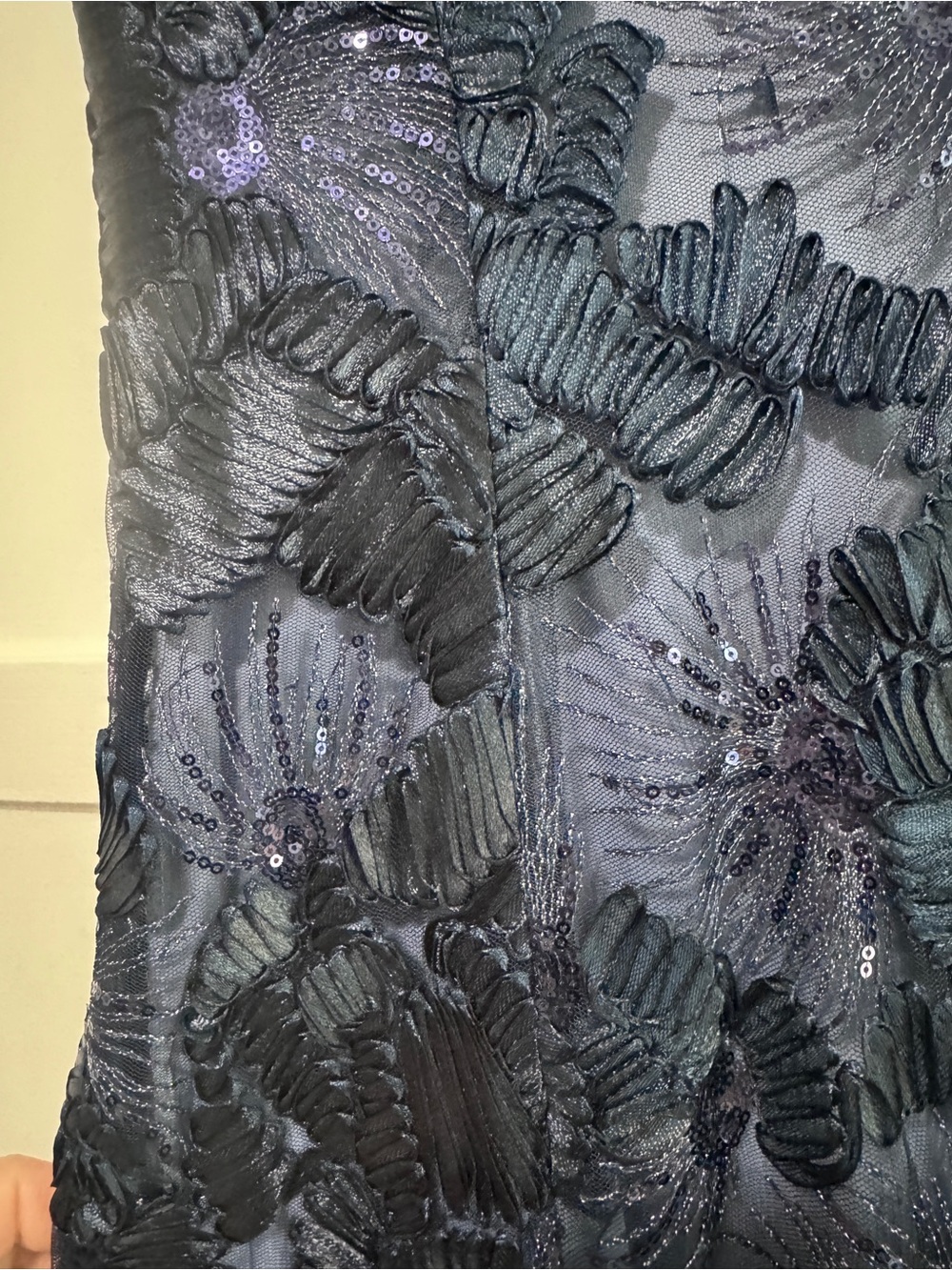 Betsy & Adam Navy Lace Gown - Picture 4 of 8